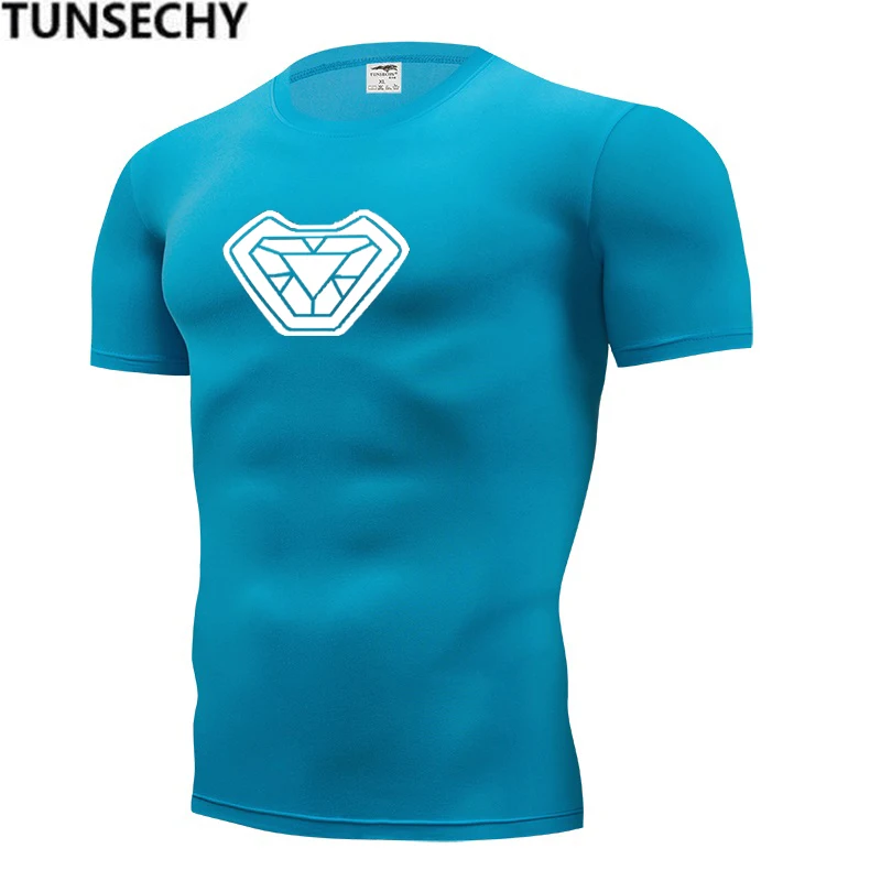 Железный человек Марвел Superheroe футболка Для мужчин 3D принт сжатый Топ короткий рукав Для мужчин модная футболка для фитнеса, кросфита