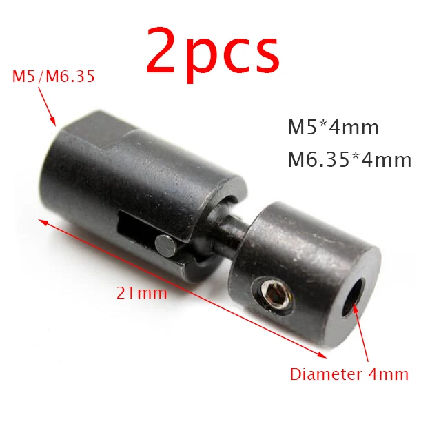 

2 Pcs/lot Cardan Joint 4mm Shaft Universal Connector for RC Methanol Boat Model Engine M5*4mm M6.35*4mm Spare Part