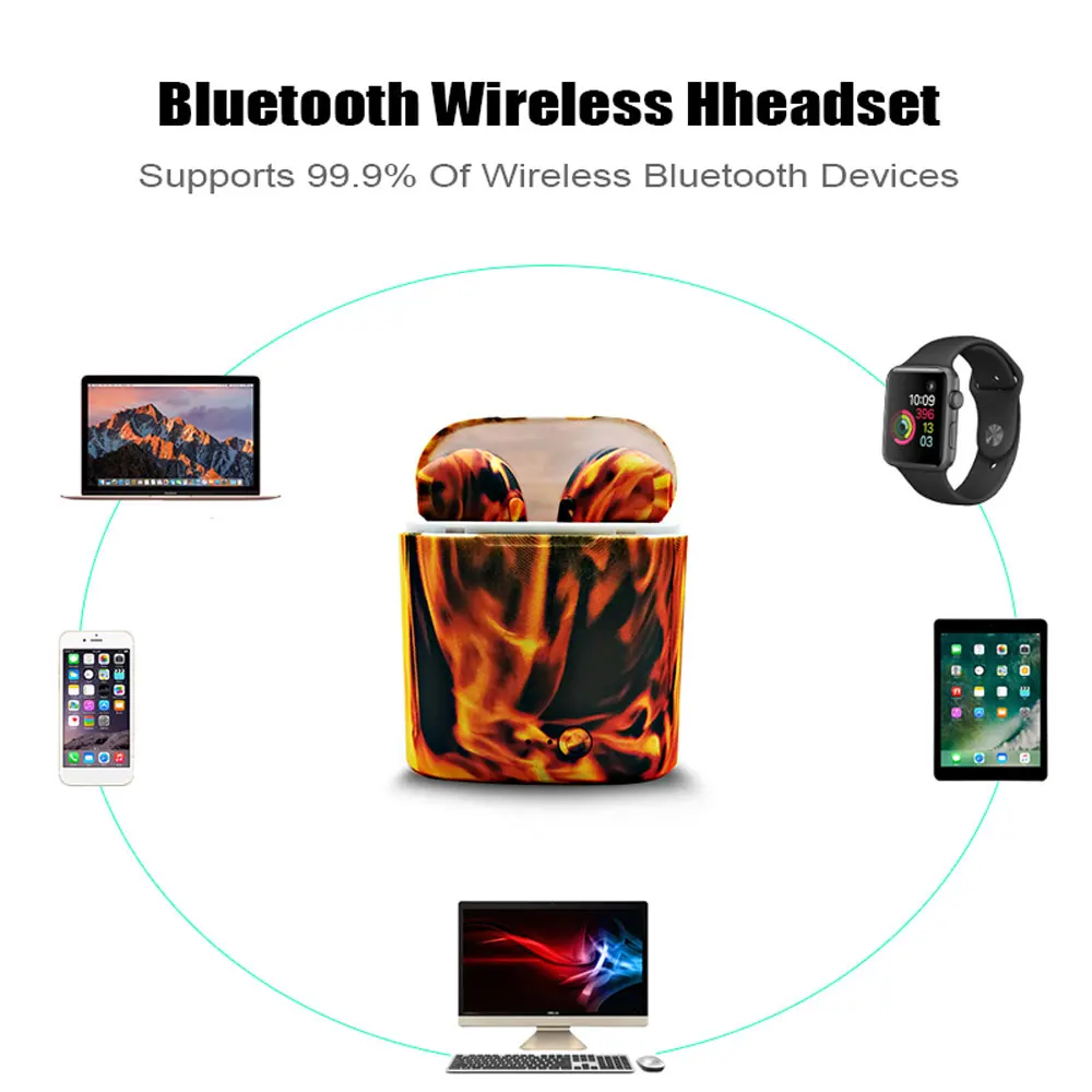 RGLM i7s TWS мини цветные Рисованные Bluetooth Беспроводные наушники с зарядной коробкой спортивные гарнитуры для всех смарт-мобильных