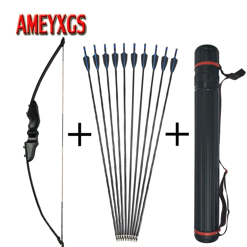 3040lbs Archery Recurve Bow Straight Bow Set With Spine 500 Fiberglass Arrows For Bow And