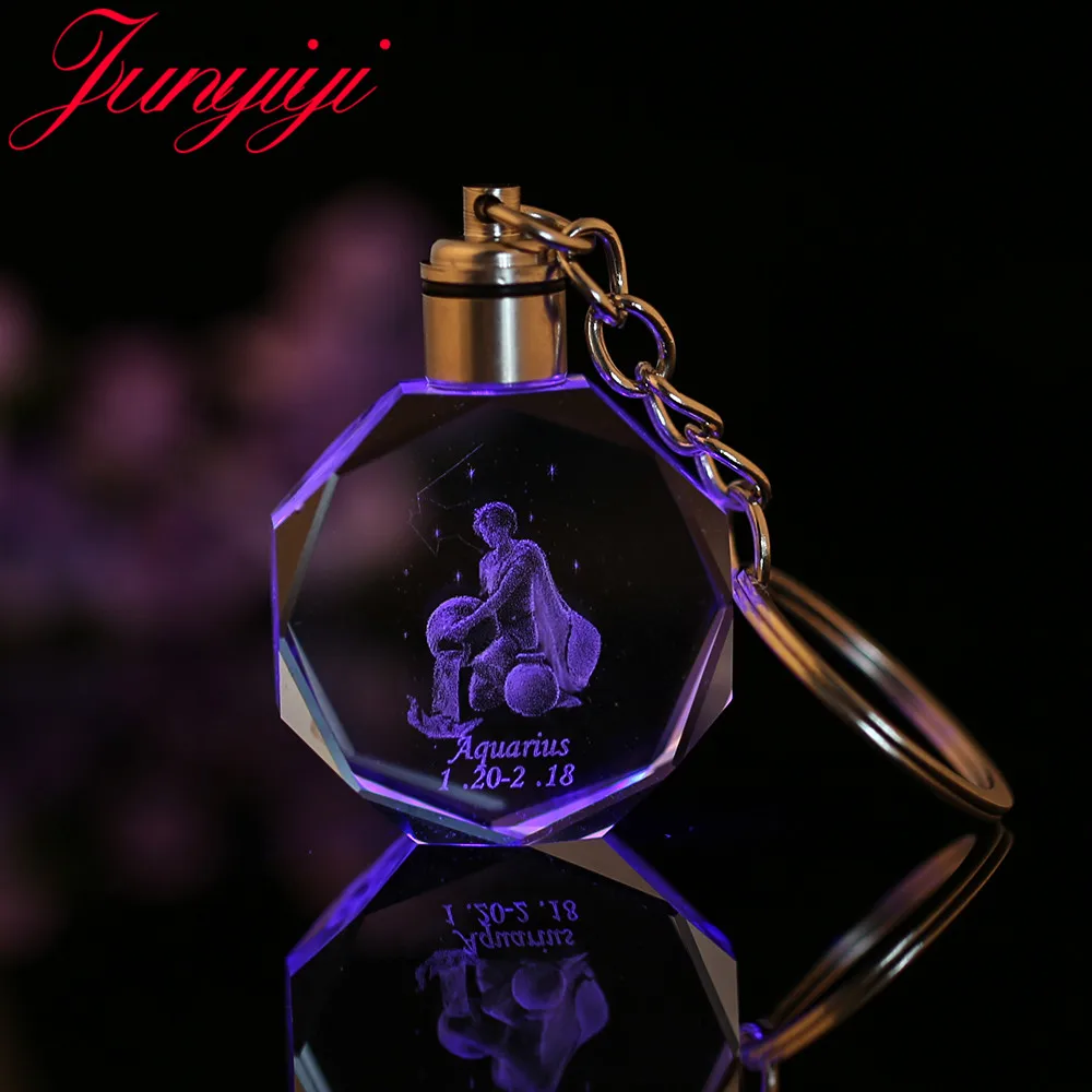 

Octagonal Crystal Crafts Making Figurine Constellation Led Light Changable Home Decoration Accessories Weeding Birthday Gift
