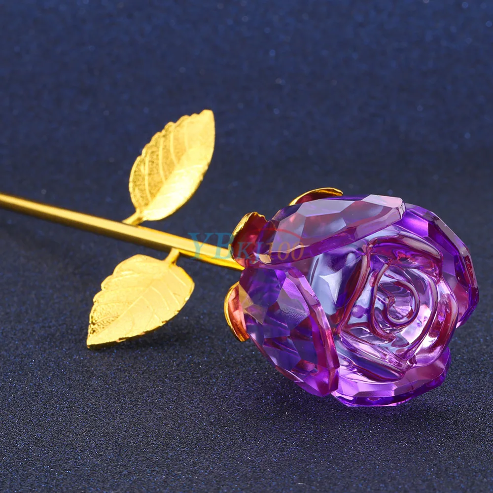 Creative Gift Crystal Rose Immortal flowers With Gift Wood Box Romantic