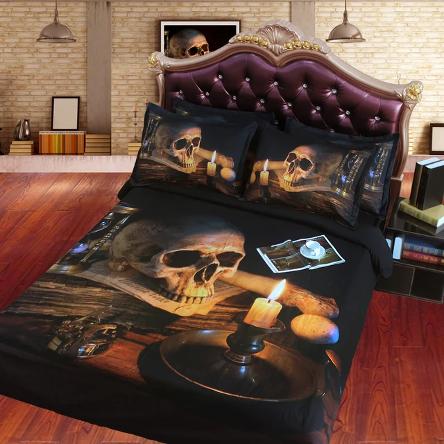 7 parts comforter sets new latest retro skull design 3d hd printed retro sheet set