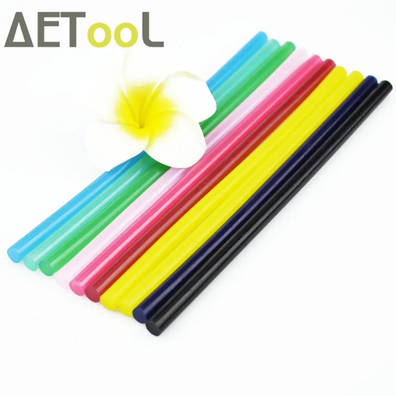 AETool 10 шт. цветные клеевые палочки 7x180 мм DIY для электрического клеевого пистолета, аксессуары для ручного ремонта, клеевые палочки