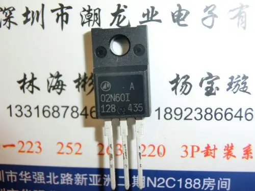 

10Pcs AP02N60I-A-HF AP02N60I 02N60I TO220F