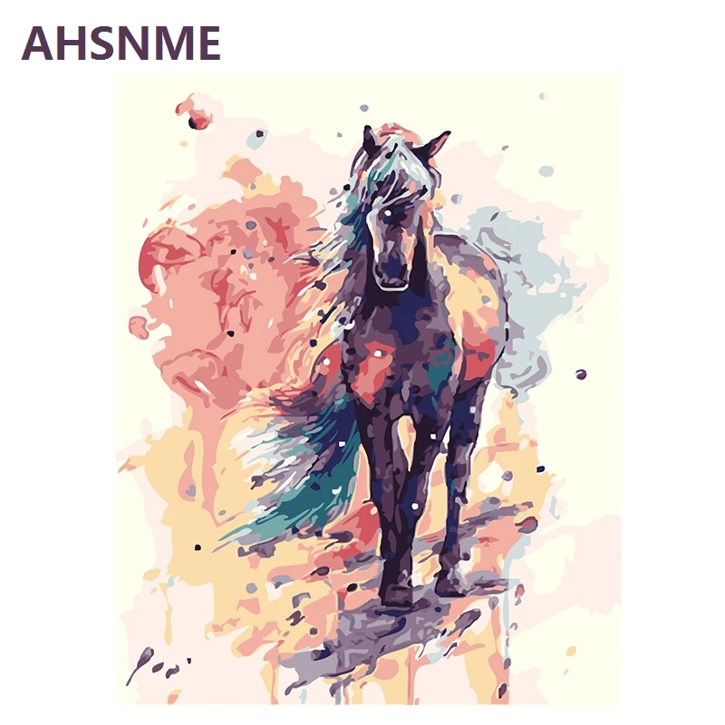 

AHSNME Abstract horse Oil Painting By Numbers Kits Wall Art Picture Home Decor Semi-finished oil painting Painting learning 993