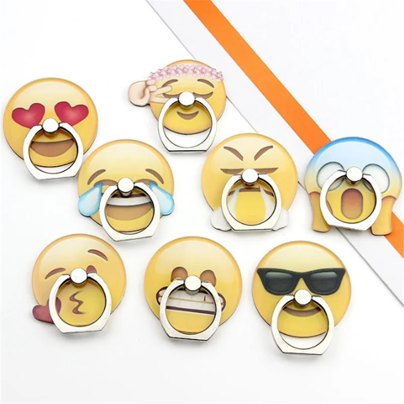 

360 Degree Smiley Face Expression Finger Ring Smartphone Stand Holder Mobile Phone Holder Stand For iphone X 6 7 Huawei P20 Lite