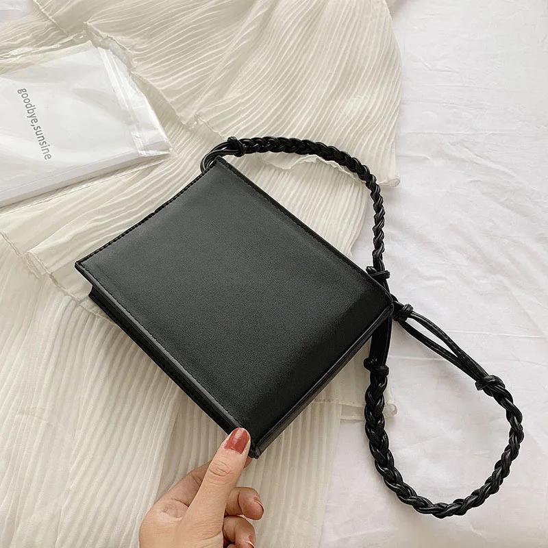 Модная женская сумка-мешок шикарная маленькая квадратная сумка для девочек из искусственной кожи через плечо брендовая вечерняя клатч и кошелек - Цвет: Black