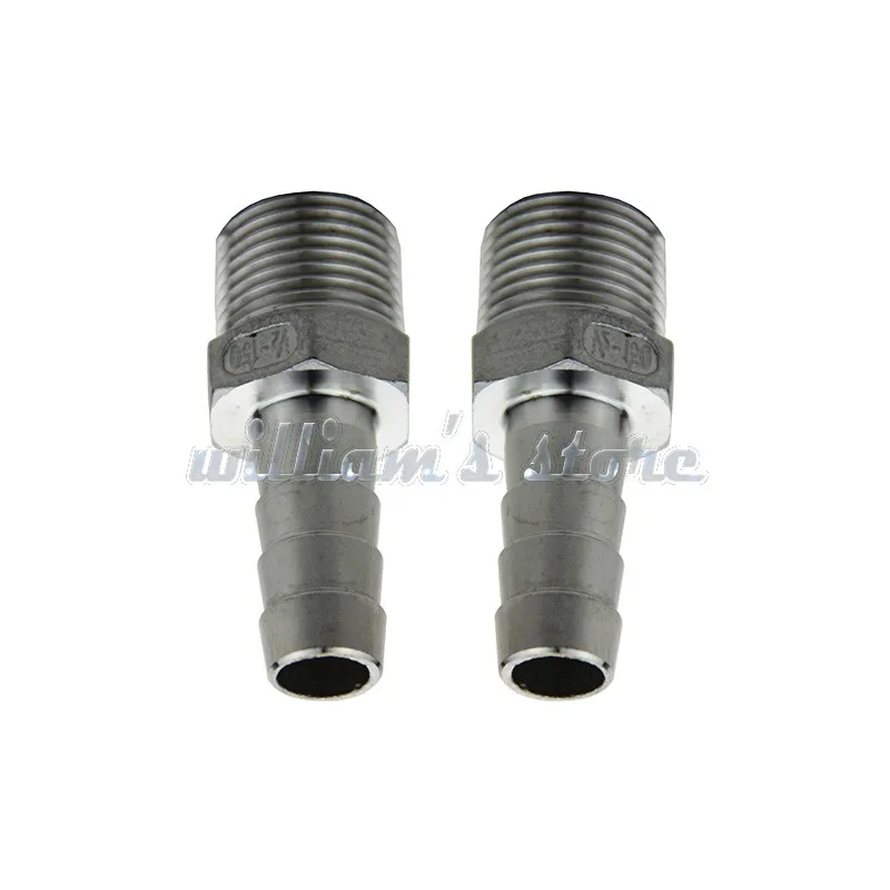 2pcs Stainless Steel Barbed Fitting Hose Barb 1/2" BSP Male x 11mm Barb