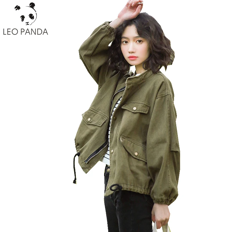 

Spring Autumn New Women Pockets Lace Up Stand Drop-Shoulder Outerwear Female Loose Casual Comfortable Concise Style Coats ZX886
