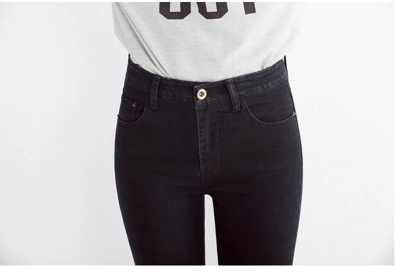 Apring осень эластичность Высокая талия узкие обтягивающие джинсы Для женщин черный карандаш брюки джинсы женские джинсовые штаны джинсы LDL59