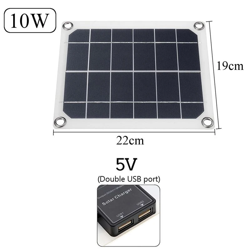 

Portable Solar light outdoor 10w Dual Output Solar Power Energy Charging Panel USB Interface Car Charger Camping