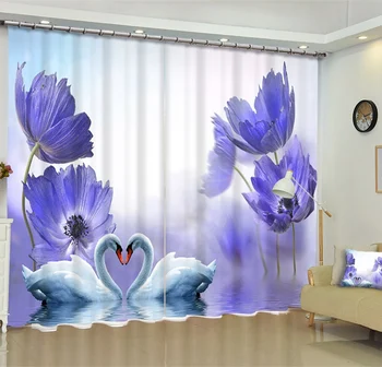 

The Bonny Swans 3D Blackout Curtains Healthy non-pollution Digital Print Customiz Design Tablecloth Shower Curtain Bedding