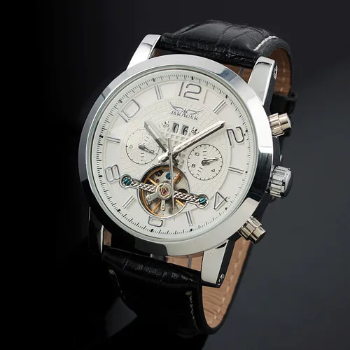 JARAGAR Для мужчин смотреть большой циферблат Tourbillion механические наручные часы