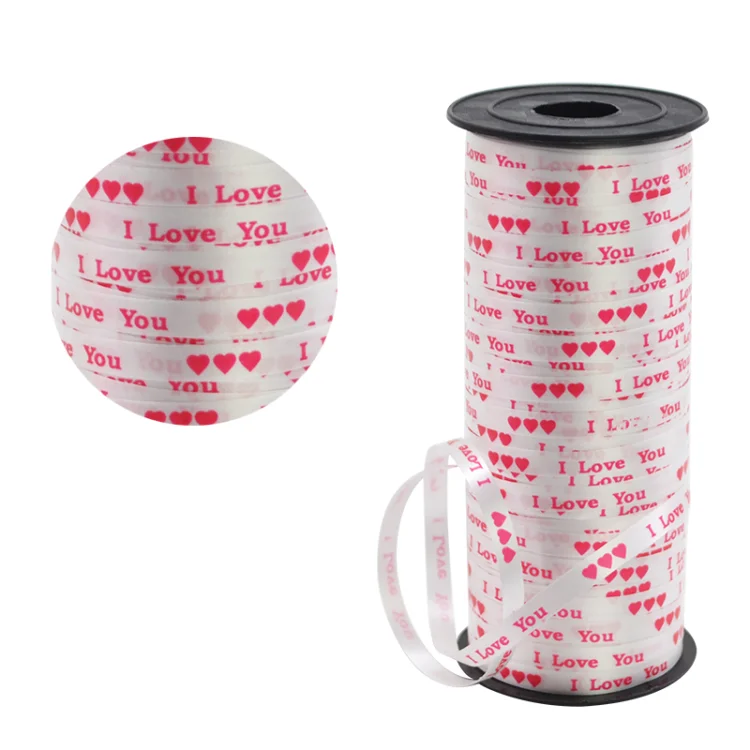 100 двор 5 мм Лазерная Лента для воздушных шаров I Love You С Днем Рождения печати в