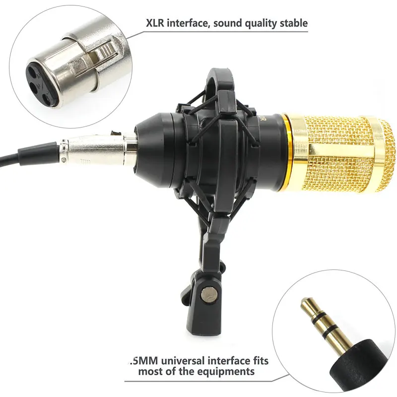 Профессиональный BM800 конденсаторный микрофон кардиоидный аудио студия вокальная Запись микрофон с металлическим ударным креплением для ПК караоке-студия комнаты