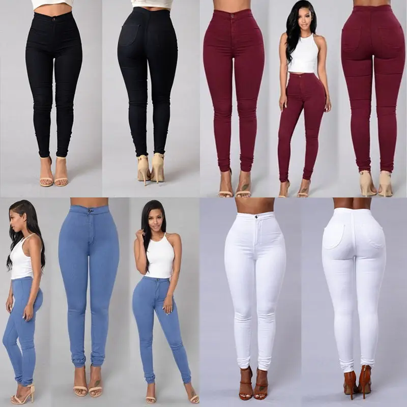 S--XXXLWomen Denim Skinny Jeggings Pants High Waist Stretch Jeans Slim Pencil Trousers Wash Skinny Jeans Woman High Waist Winter