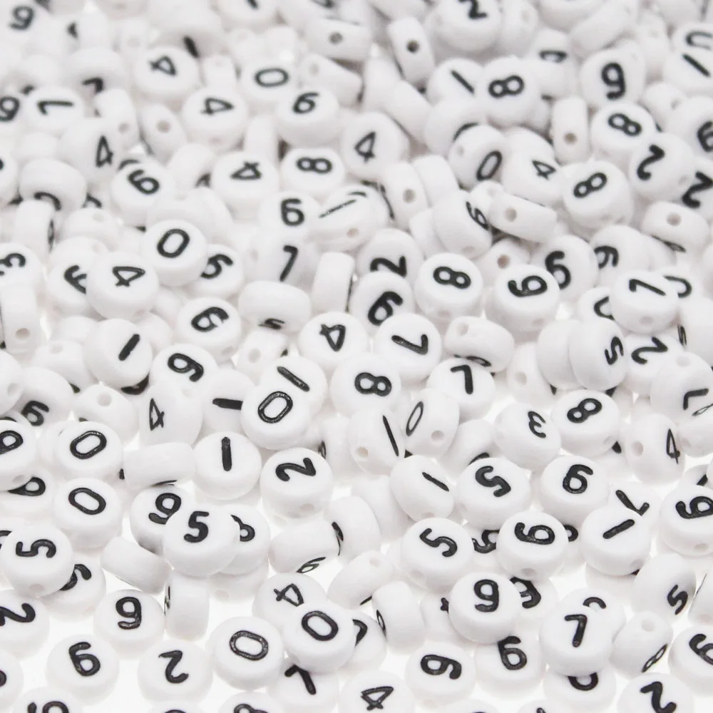 

CHONGAI 300Pcs Mixed White Acrylic Numbers Spacer Beads For Jewelry Making 7mm