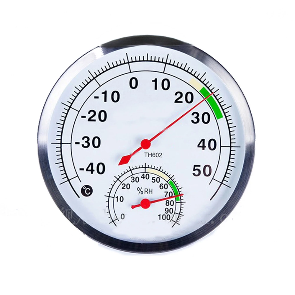 

Stainless Steel Case 5" Dial Thermometer and Hygrometer Indoor Outdoor Usage -40c to 50c