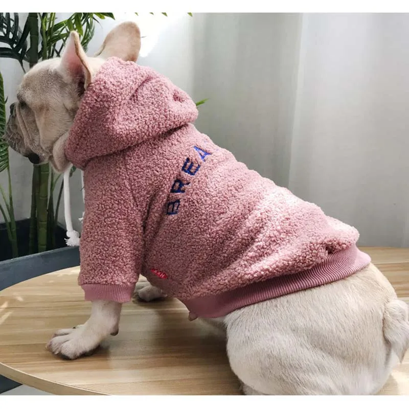 HSWLL осенне-зимняя теплая одежда для собак, одежда для родителей и детей, утепленный кашемировый свитер с капюшоном для собак, французский Бульдог