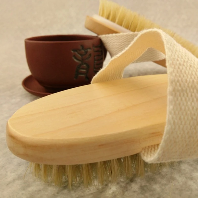 

Female Dry Skin Body Brush Massager Natural Bristles Wood Improve Skin's Healthy