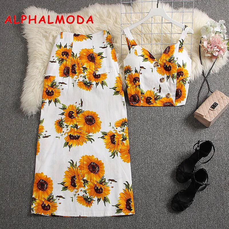 Женский комплект из 2 предметов ALPHALMODA длинная юбка макси и майка в арабском стиле
