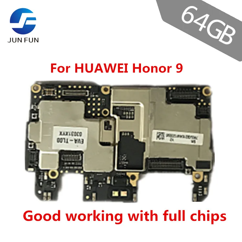 

JUN FUN 6GB RAM 64GB ROM For HUAWEI Honor 9 STF-AL10 Motherboard Unlocked Mainboard EMUI Logic Board With Full Chips