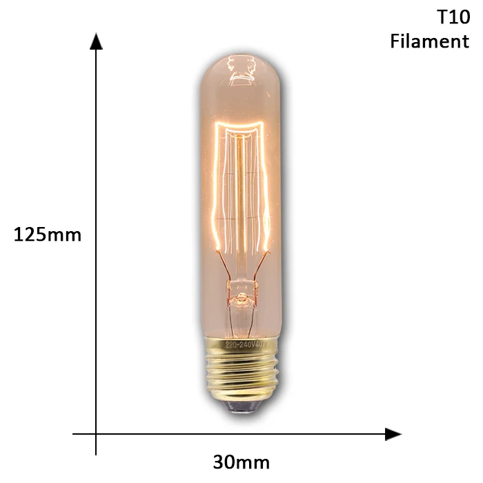 Эдисон лампы E27 220 В 40 Вт ST64 T45 A19 G80 G95 ампулы Винтаж лампа Эдисона лампа накаливания светильник лампа подвесной светильник в стиле ретро для домашнего декора - Цвет: T10 Filament