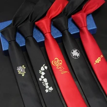 Мужской галстук с цветочной вышивкой 5 см, обтягивающий ежедневный галстук, свадебные плотные Галстуки для мужского платья, модная рубашка, аксессуары, галстук-бабочка