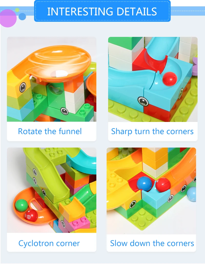47-97 шт мраморные гоночные блоки лабиринт, Шариковая дорожка строительные блоки ABS Воронка горка сборка кирпичи блоки игрушки для детей