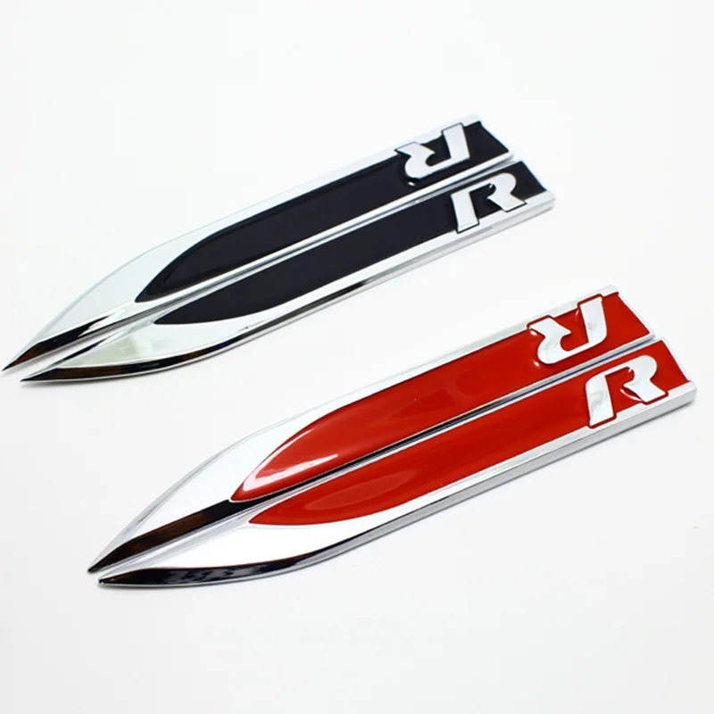 

2pcs Side Wing Badge Emblem Fender R Sticker Fit for Golf 7 MK7 Golf 6 MK6 GTI Tiguan Polo CC Jetta R32 R20 R36 R400 R50