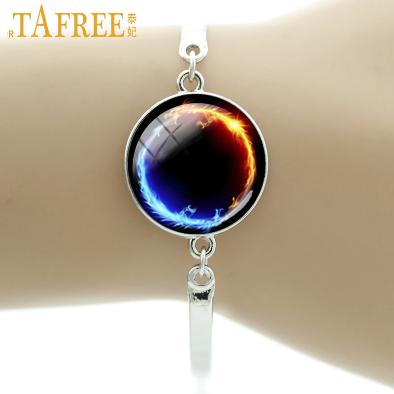 

TAFREE Brand Chakra hot Energy Healing Religion jewelry yin yang Fire Dragon art galaxy nebula bracelet for men and women B666