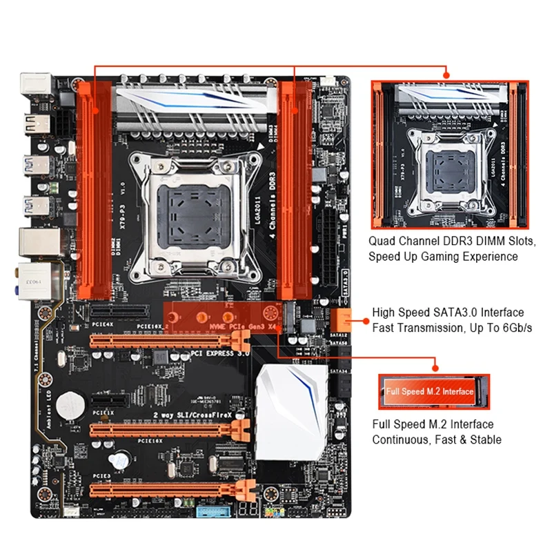 X79 P3 игровая материнская плата Lga 2011 Atx Поддержка Intel Xeon Core Cpu 4X32 Gb 128Gb Ram память Pci E X16