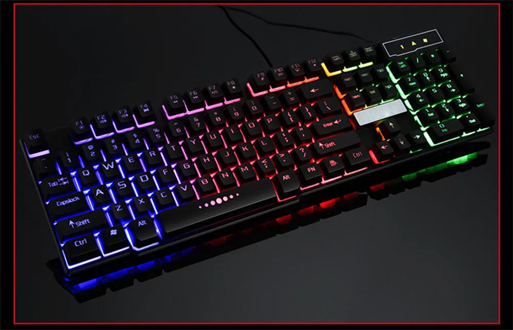 

Wired Gaming Keyboard+Mouse Illuminated Backlit USB Rainbow Gaming Keyboard+Mouse Colorful Crack LED 3#M