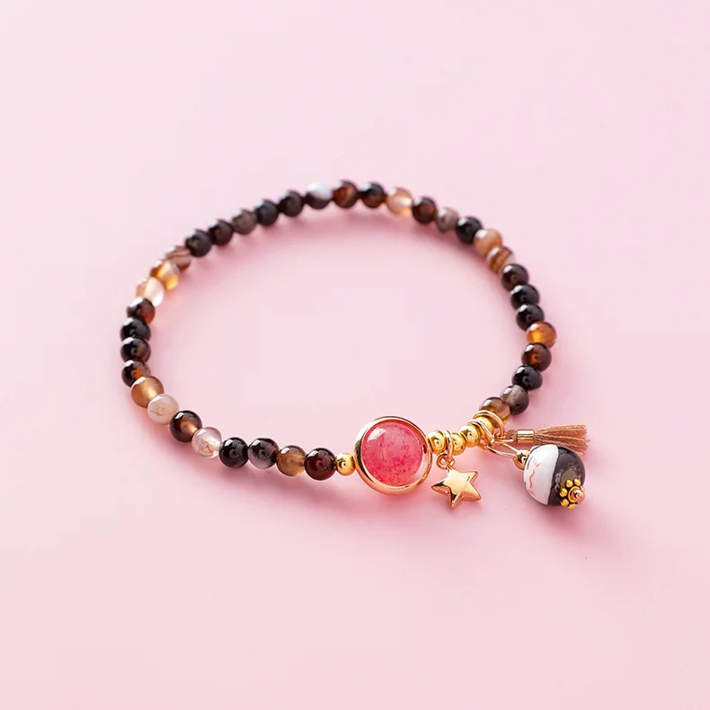 AOMU простой сладкий керамический цветной ручной работы кисточкой счастливый кот браслет колокольчик браслет для женщин Девушка подарок ювелирные изделия - Окраска металла: T