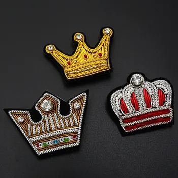 

AHYONNIEX Brand India Silk Crown Badge DIY applique Stick On mental Badge Clothes Shoes Bags Decoration DIY Accessories