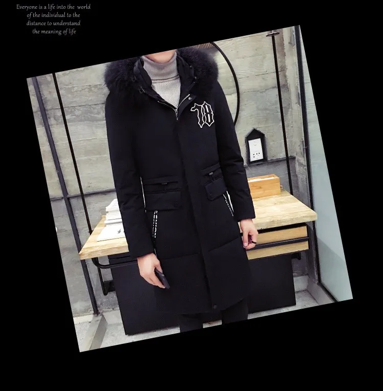 2016 Winter Hooded Thickened Fur Collar Man Warm Down Jacket,Korean Fashion Style Outwear Casual White Duck Down Coat,Hot Sale