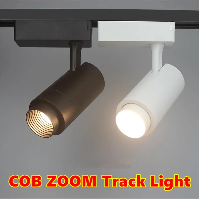 Высококачественный светодиодный рельсовый прожектор 15 Вт/25 Вт/35 Вт CREE COB ZOOM Track лампы для коммерческого и жилого освещения 10 шт./лот