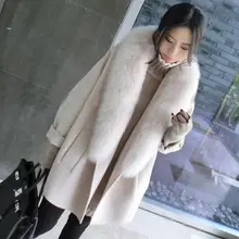 Высококачественная Женская одежда, большое шерстяное пальто с меховым воротником, корейское длинное пальто большого размера из смешанной ткани, осенне-зимнее пальто parker