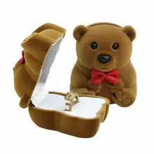 Милый бантик медведь для колец сережек браслетов коробка корпус ювелирных изделий дисплей стойки Свадьба День святого Валентина Подарочная коробка 50 шт