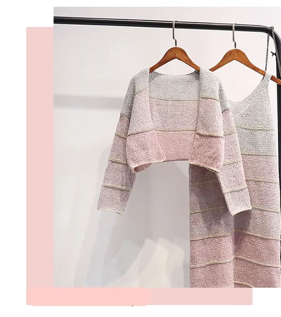 Best Price Women Spaghtti Strap Midi Dress Sets Female Casual Patchwork Sweater Jacket Coat Short Loose Sweater Two-Pieces Suits Best Price Women Spaghtti Strap Midi Dress Sets Female Casual Patchwork Sweater Jacket Coat Short Loose Sweater Two-Pieces Suits