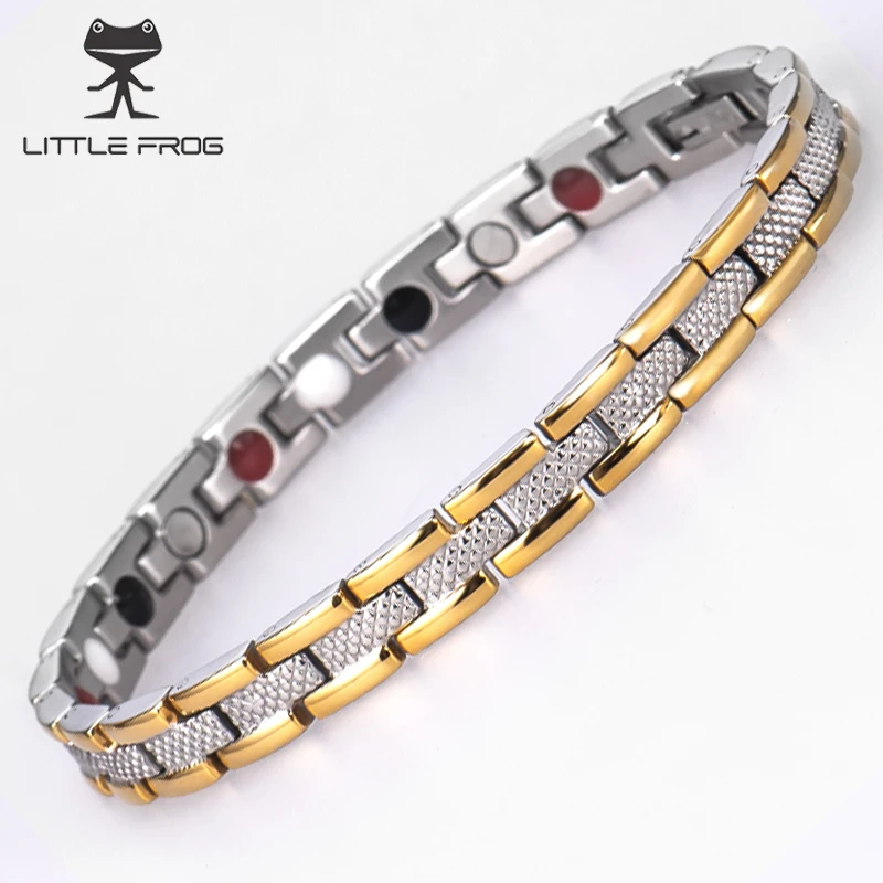 

LITTLE FROG Health Energy Magnetic Ion Germanium Bracelet Women Pulseras Hombre Chain Link Stainless Steel Bracelet Bangle Women