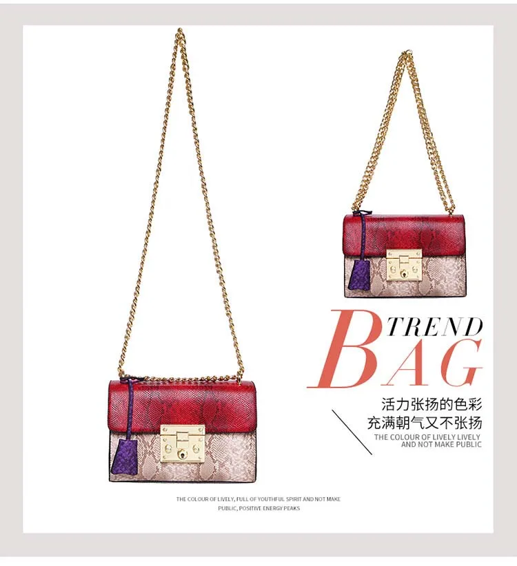 Women Colorful Snake Skin Print Flap Handbag (7)