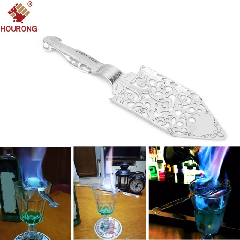 

HOURONG 1 pc Absinthe Spoon Stainless Steel Retro Cocktail Absinthe Filter Spoon Alcohol Flame Making Strainer Bar Utensils