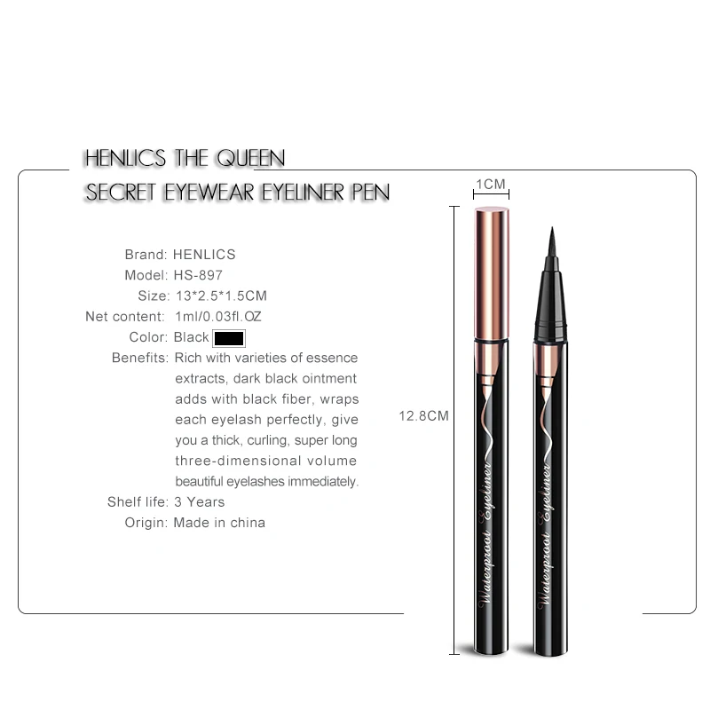 HENLICS Queen Secret Eyewear Eyeliner Pen Long-lasting Waterproof Liquid Eyeliner Pen Black Eye Liner Pencil Eye Makeup Cosmetic (7)