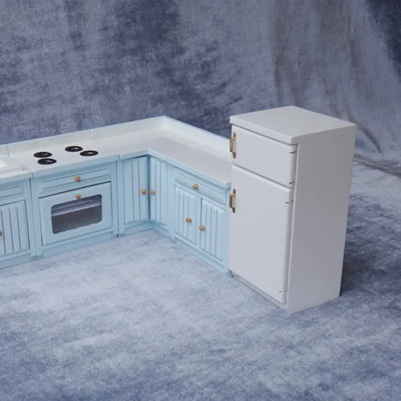 Миниатюрная кухонная мебель белый деревянный холодильник с морозильной камерой Детская Игрушка Декор Классические игрушки для детей подарок для детей ZXY9687