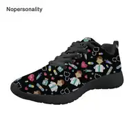 Nopersonality สีดำพยาบาลรูปแบบรองเท้าผู้ชาย Lace Up รองเท้า Breathable นักเรียนชายตาข่ายรองเท้าผ้าใบเดินรองเท้า