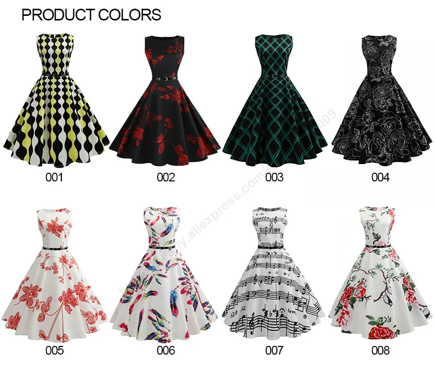 Summer Womens Dresses 2021 Casual Floral Retro Vintage 50s 60s Robe Rockabilly Swing Pinup Vestidos Valentines Day Party Dress