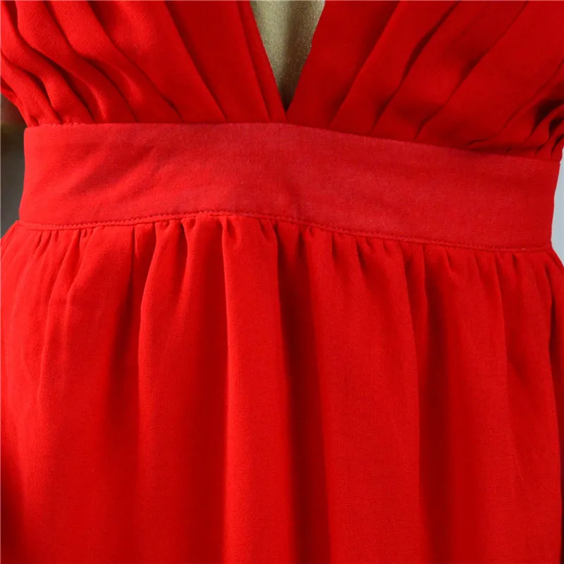 Ahmagen Deep V Neck Backless Spaghetti Strap Dress Slip Pleated Summer Beach Dress 2017 Sexy Long Maxi Boho Dresses08