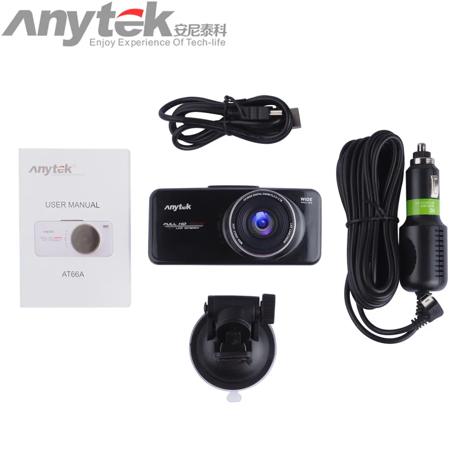 Hot Original Anytek AT66A Car Camera DVR Recorder full HD Novatek 96650 Black Box 170 Degree 6G Lens Super Night Vision Dash Cam